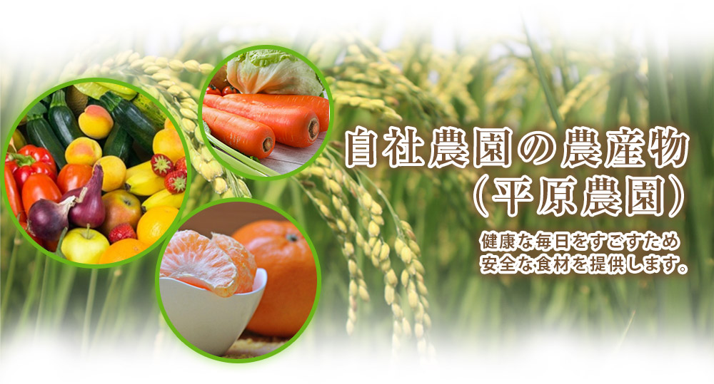 自社農園の農作物(平原農園) 健康な毎日をすごすため安全な食材を提供します。